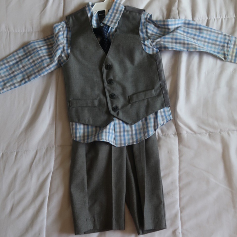Boys’ 4 Piece Vest Set with Dress Shirt